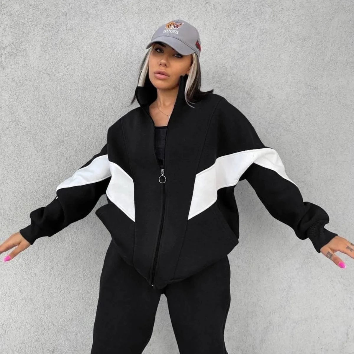 Bomblook C201ST Sweatsuits Striped Patchwork Coladies Suit Women Outfits 2 Piece Joggers Pants Set Women 2024