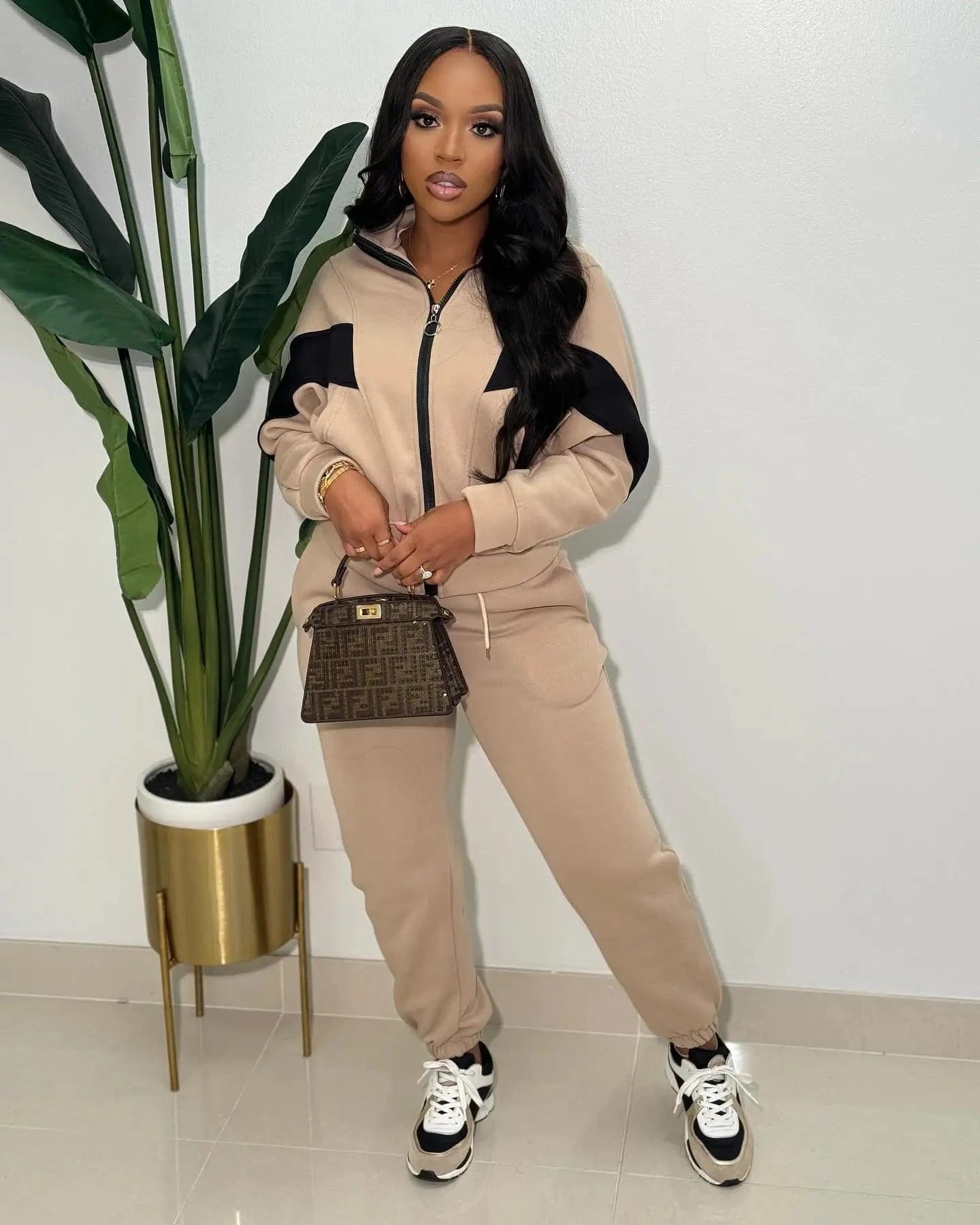 Bomblook C201ST Sweatsuits Striped Patchwork Coladies Suit Women Outfits 2 Piece Joggers Pants Set Women 2024