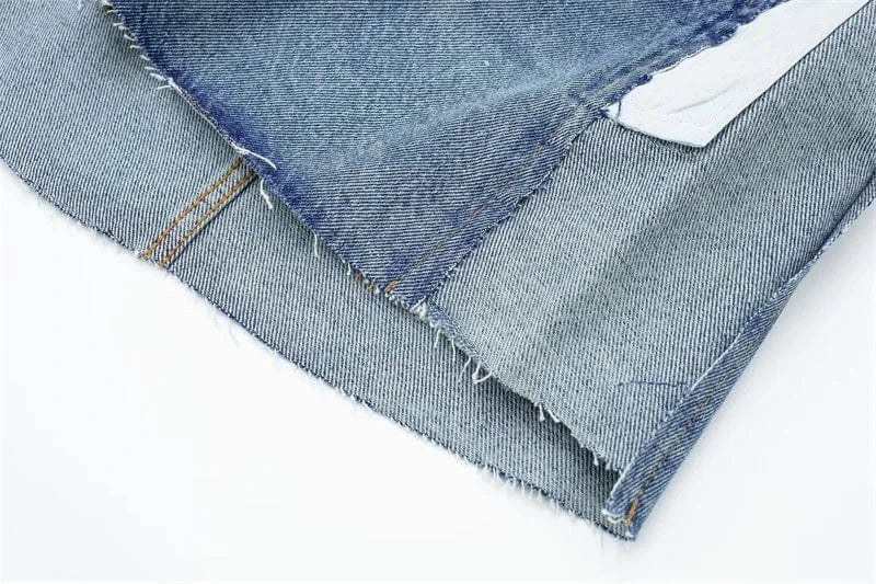 Bomblook C316SK Designer Charm Denim Mini Skirt Double Belt Denim High Waist Patchwork Plaid A Line Skirt Ladies Skirts 2024