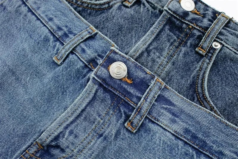 Bomblook C316SK Designer Charm Denim Mini Skirt Double Belt Denim High Waist Patchwork Plaid A Line Skirt Ladies Skirts 2024