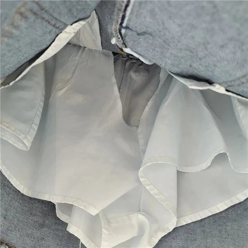 Bomblook C316SK01 Bodycon Skorts Punk Style High Waist Denim Mini Skirt Denim Cargo Skirt Ladies Denim Skorts