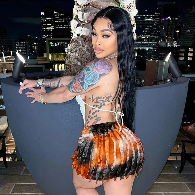 Bomblook D23ST254 2024 Halter Tank Top With Color Blocking Mini Skirt Two Piece Set Women Sexy Streetwear Outfits