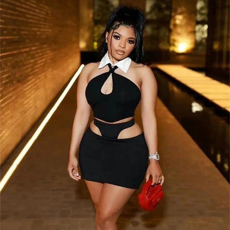 Bomblook D23ST347 New Arrival Outfits 2024 Spring Streetwear 2 Pieces Sets Shirt Top With Skirt Women Fashion Set