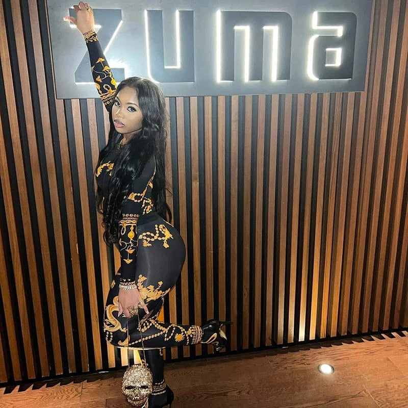 Bomblook K23ST610 Pattern Print Outfits Casual 2 Piece Set Women Streetwear 2024 Spring Women Sets Sets For Women