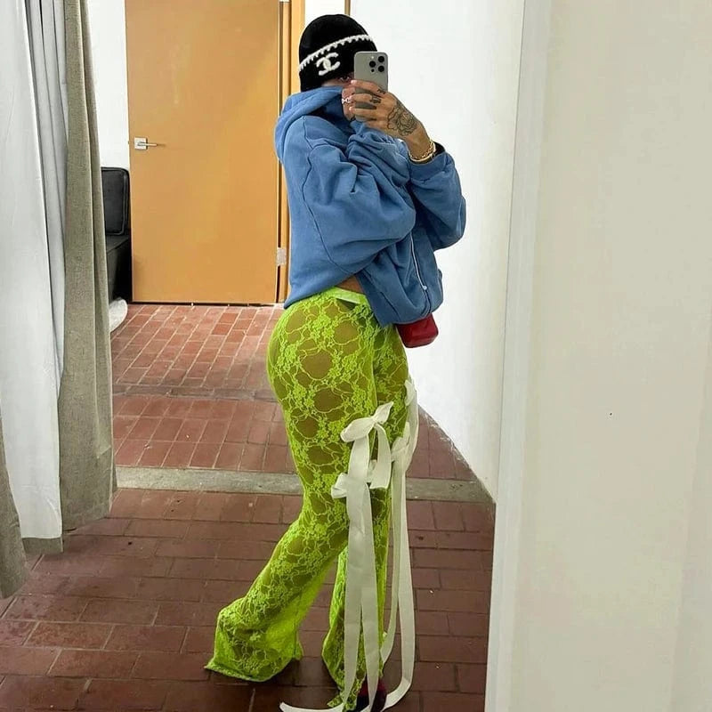 Bomblook K24PT051 Sexy Trousers New Design Bows Ladies Straight Pants & Trousers For Women Lace 2024 Spring Pants