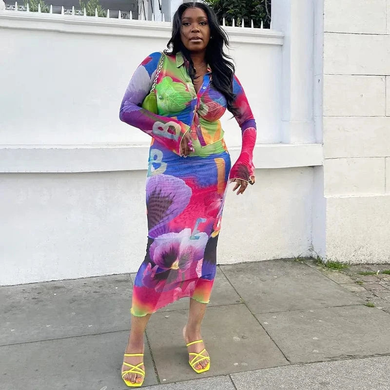 Bomblook L319ST Elegant Outfits Party Breasted Shirt Top Two Piece Set Loungewear Women Sets Women 2024 Two Piece Midi Skirt Set