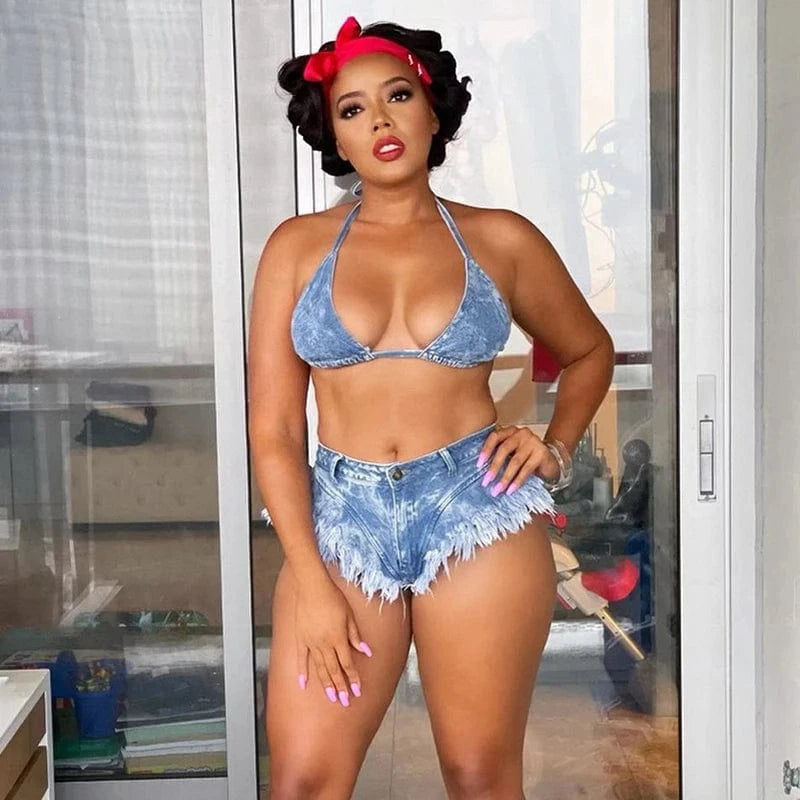 Bomblook M21PT443 2024 New Arrival Streetwear Tassel Hiphop Hot Shorts Jeans Women