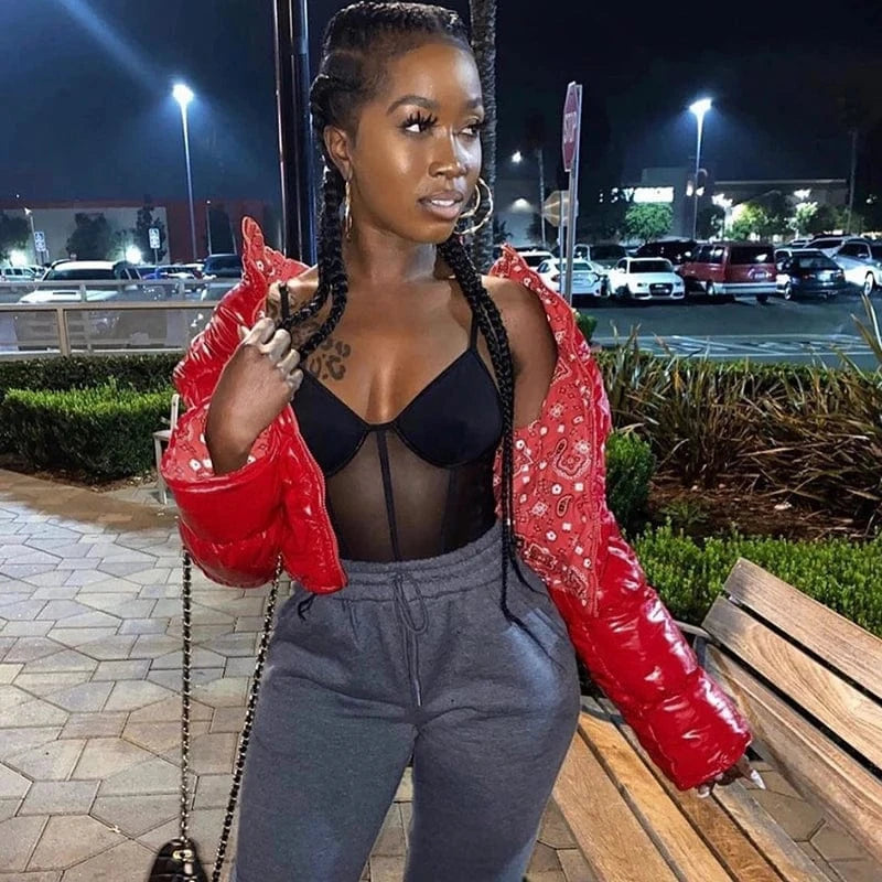 Bomblook M22TP520 Reversible Cotton Jacket Printed Coat 2024 Winter Clothes For Women