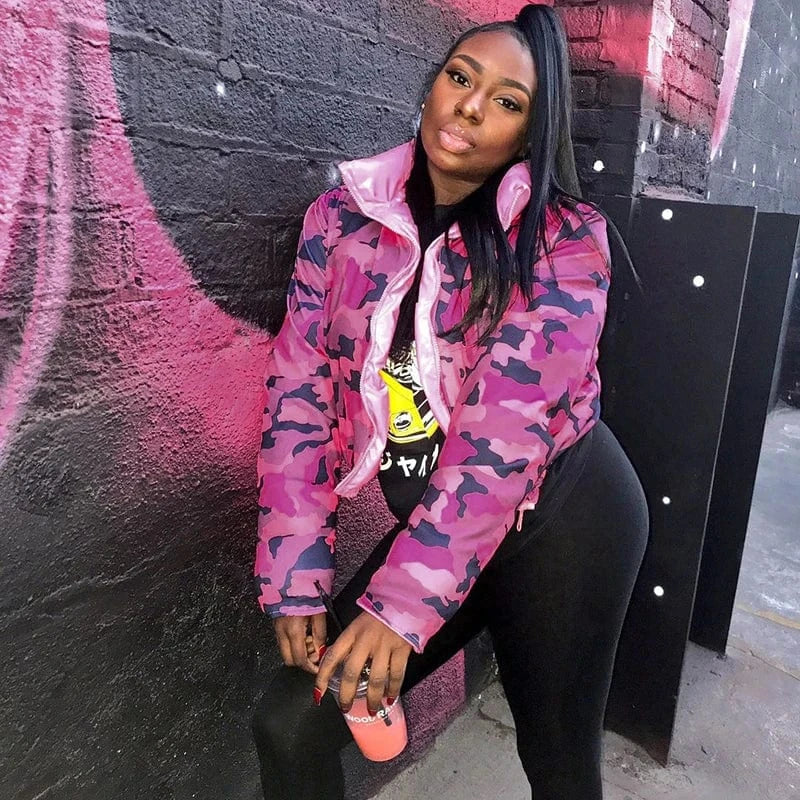 Bomblook M22TP520 Reversible Cotton Jacket Printed Coat 2024 Winter Clothes For Women