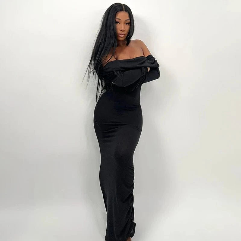 Bomblook R23DS056 Velvet Thick Outfits Solid Maxi Dresses Backless Women For Women Winter Dress 2024 Casual Dresses Sexy