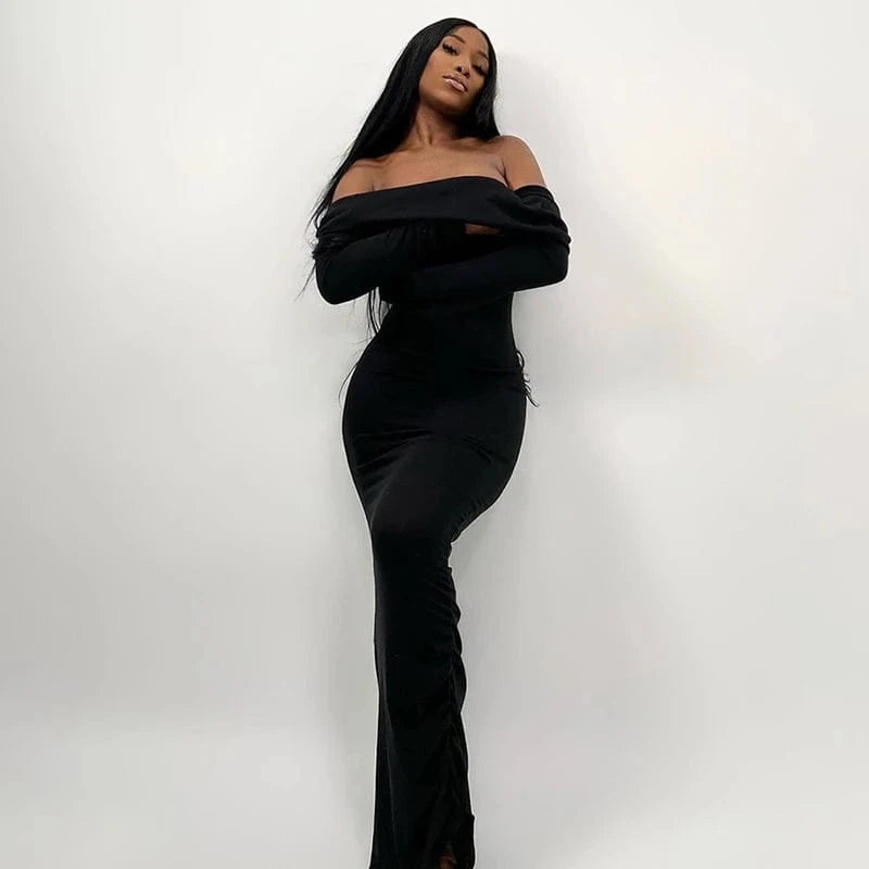 Bomblook R23DS056 Velvet Thick Outfits Solid Maxi Dresses Backless Women For Women Winter Dress 2024 Casual Dresses Sexy