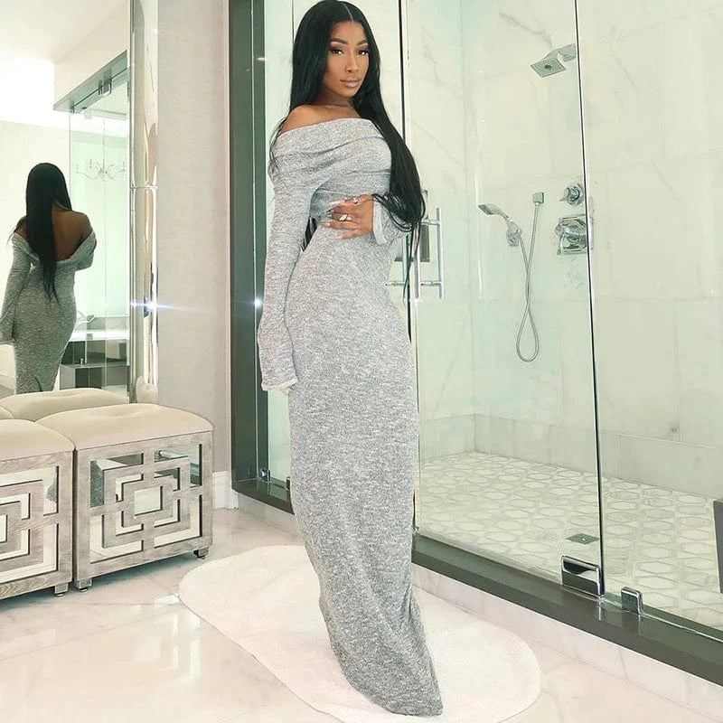 Bomblook R23DS056 Velvet Thick Outfits Solid Maxi Dresses Backless Women For Women Winter Dress 2024 Casual Dresses Sexy