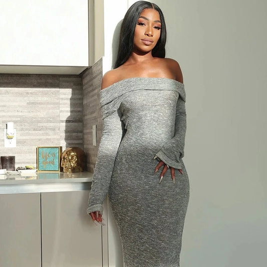 Bomblook R23DS056 Velvet Thick Outfits Solid Maxi Dresses Backless Women For Women Winter Dress 2024 Casual Dresses Sexy