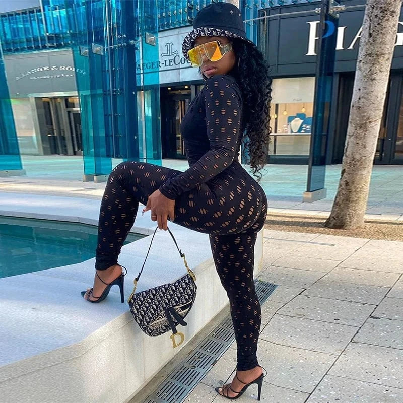 Bomblook Sexy Women's Jumpsuit 2024 New Arrival Long Sleeve Round Collar Solid Color Zipper Hole Overalls Fashion Streetwear