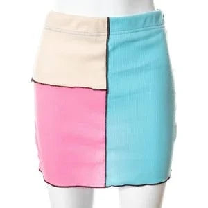Bomblook X21SK128 Casual Fashion Colorful Patchwork High Waist Women Mini Skirt 2024 New Arrival Streetwear