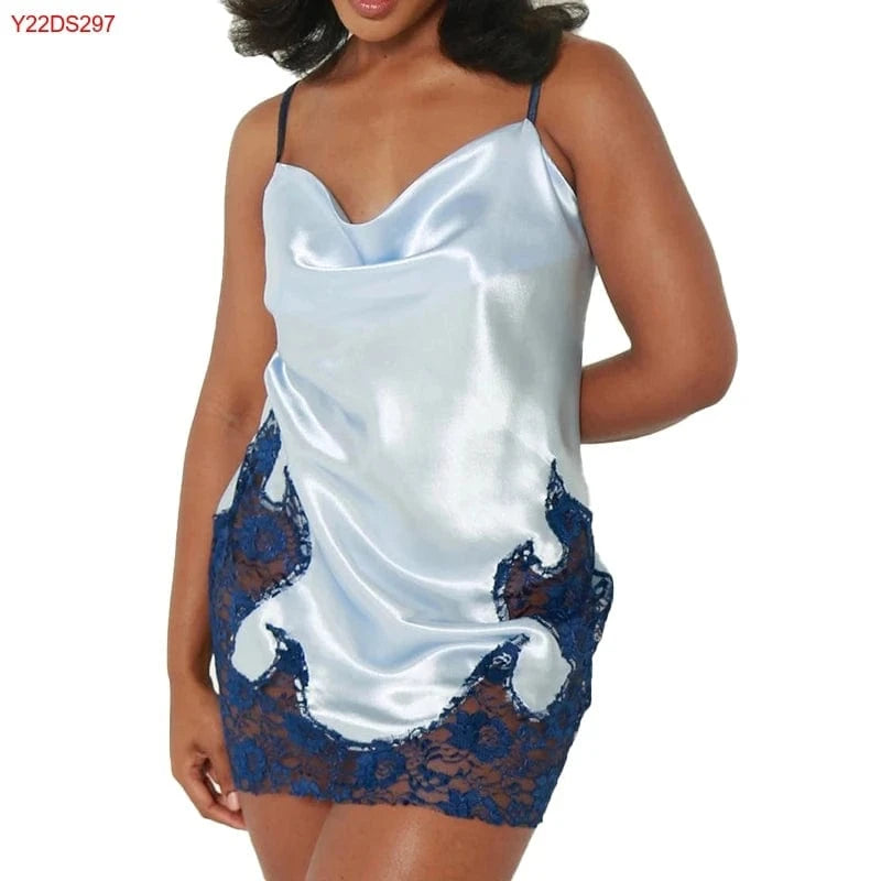 Bomblook Y22DS297 Casual Wear Backless Satin Mesh Patchwork Sexy Dresses Women 2024