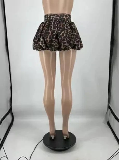 Bomblook Z1007ST02 Women V Neck Top And Mini Puffy Skirts Outfits Graphic Printing Loose Tshirts Two Piece Sets