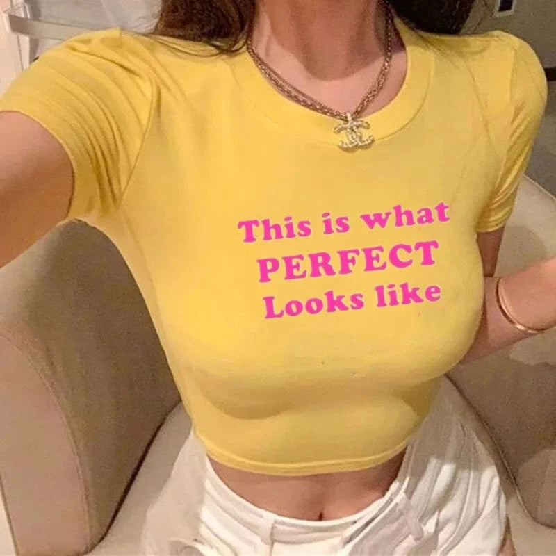 Bomblook Z703TP Summer Y2K Crop Tops Short Sleeve Clothes Tank Tops Casual Streetwear Print T-shirt For Women 2024