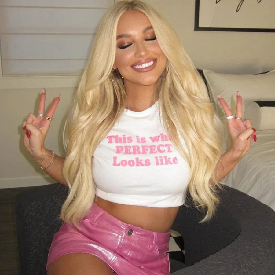 Bomblook Z703TP Summer Y2K Crop Tops Short Sleeve Clothes Tank Tops Casual Streetwear Print T-shirt For Women 2024