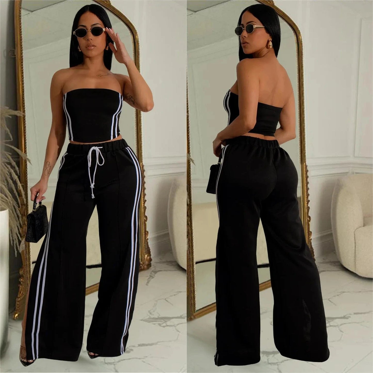 Bomblook Z910ST05 Streetwear Casual Fashion Women's Solid Color Sleeveless+Long Skirt Two-piece Set New Suit 2 Piece Set Women