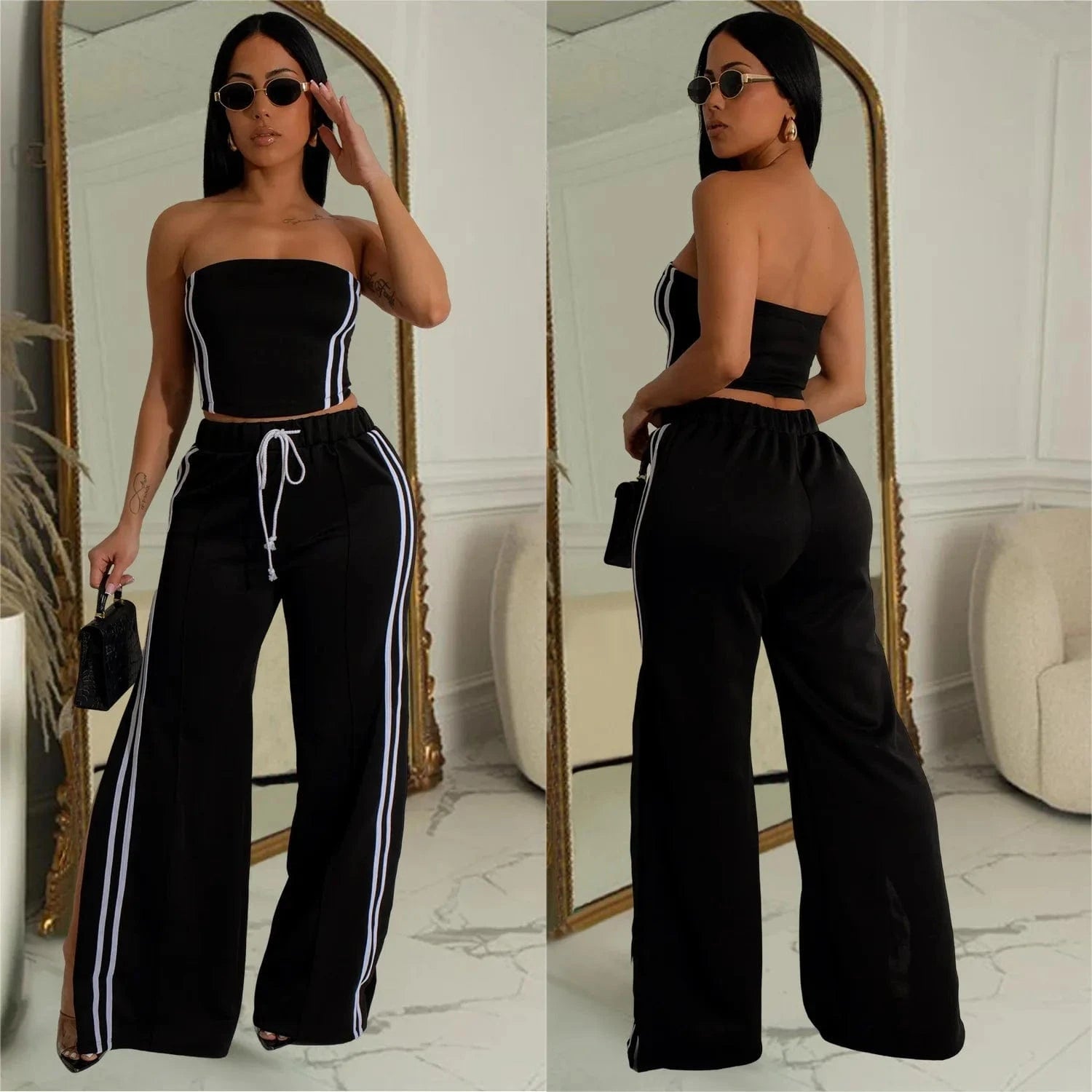 Bomblook Z910ST05 Streetwear Casual Fashion Women's Solid Color Sleeveless+Long Skirt Two-piece Set New Suit 2 Piece Set Women