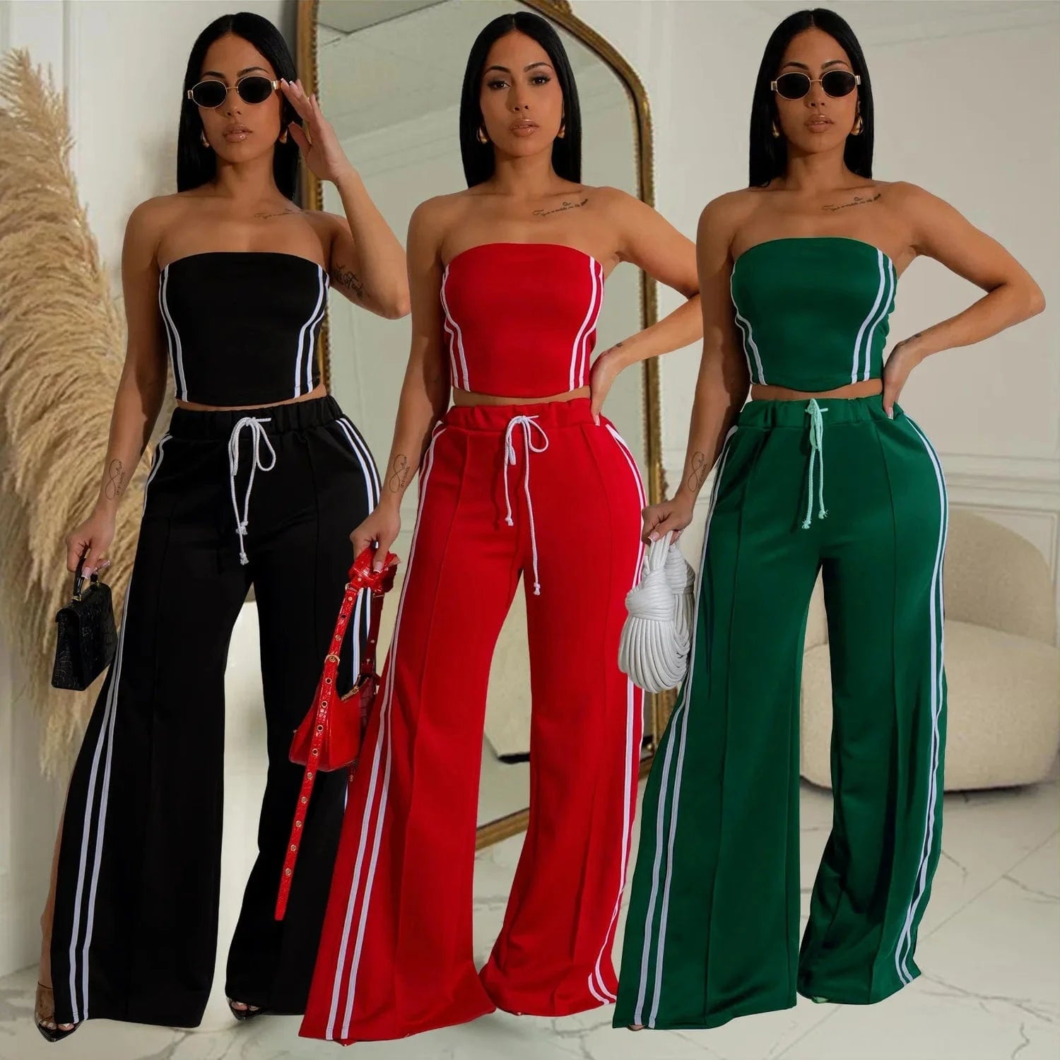 Bomblook Z910ST05 Streetwear Casual Fashion Women's Solid Color Sleeveless+Long Skirt Two-piece Set New Suit 2 Piece Set Women