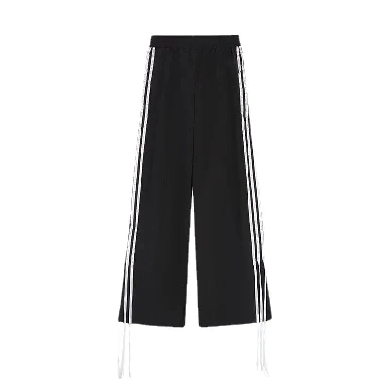 Bomblook Z915ST02 Street Sports Bow Striped Jacket Stand Collar Women's Slim Fit Zipper Jacket+Pants Bow Pants 2 Piece Set