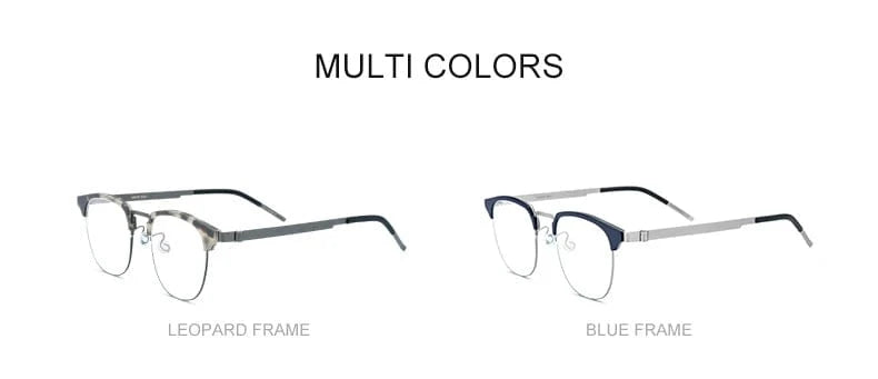 Borregls Acetate Alloy Glasses Frame Men Women Round Myopia Optical Eyeglasses Screwless Korea Eyewear 28627