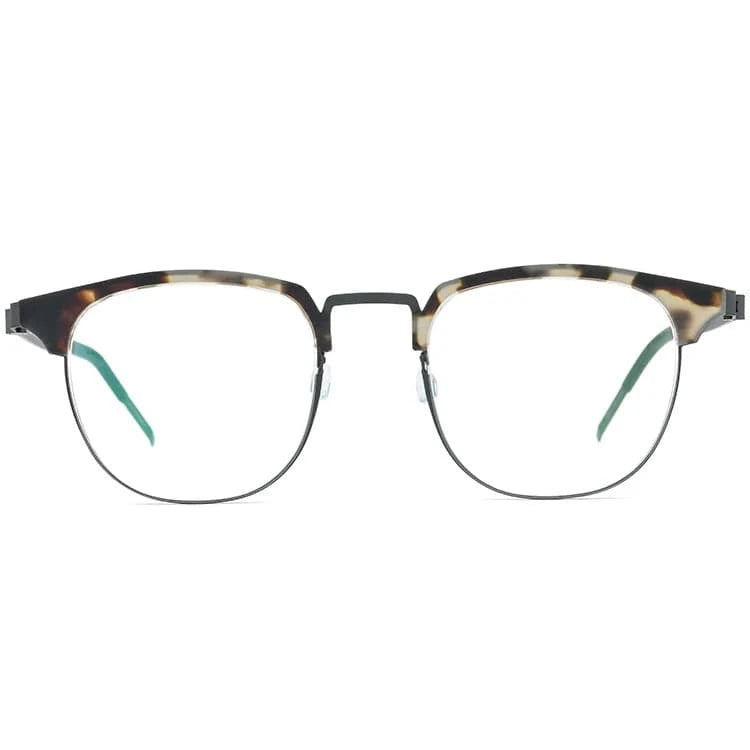 Borregls Acetate Alloy Glasses Frame Men Women Round Myopia Optical Eyeglasses Screwless Korea Eyewear 28627