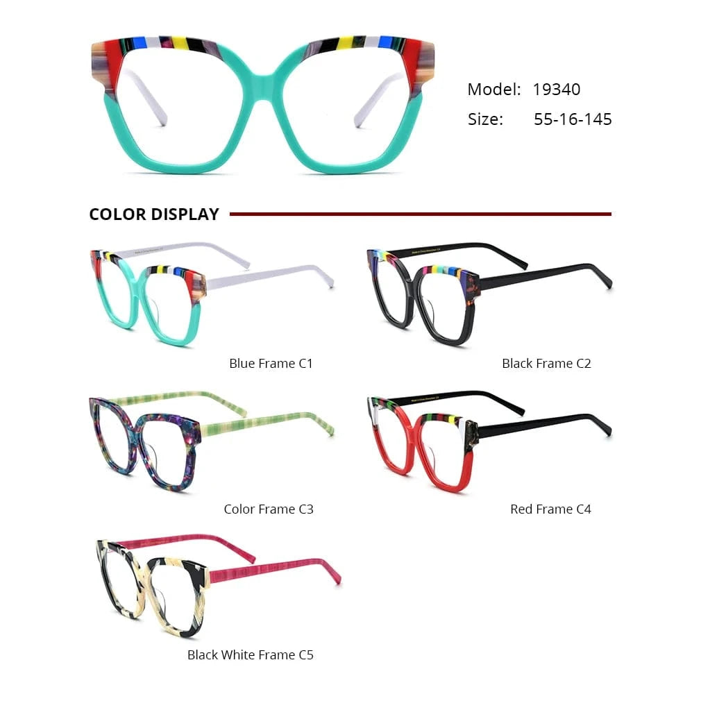 Borregls Acetate Cat Eye Glasses Frame 2024 New Trendy Eyeglasses Women Optical Prescription Spectacles Eyewear 19340