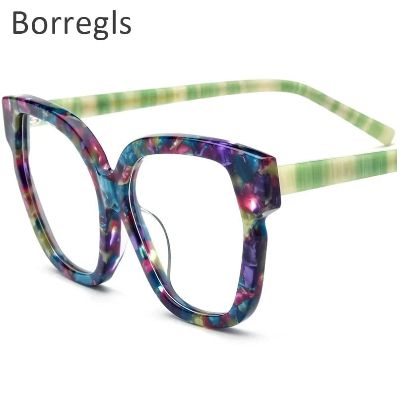 Borregls Acetate Cat Eye Glasses Frame 2024 New Trendy Eyeglasses Women Optical Prescription Spectacles Eyewear 19340