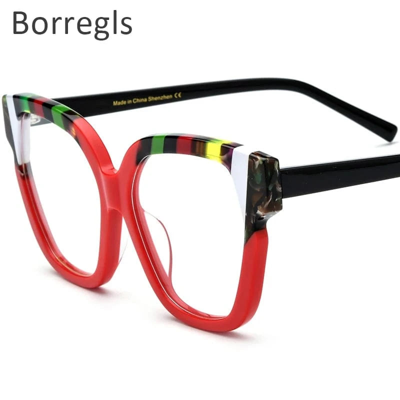 Borregls Acetate Cat Eye Glasses Frame 2024 New Trendy Eyeglasses Women Optical Prescription Spectacles Eyewear 19340