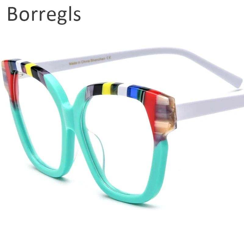 Borregls Acetate Cat Eye Glasses Frame 2024 New Trendy Eyeglasses Women Optical Prescription Spectacles Eyewear 19340