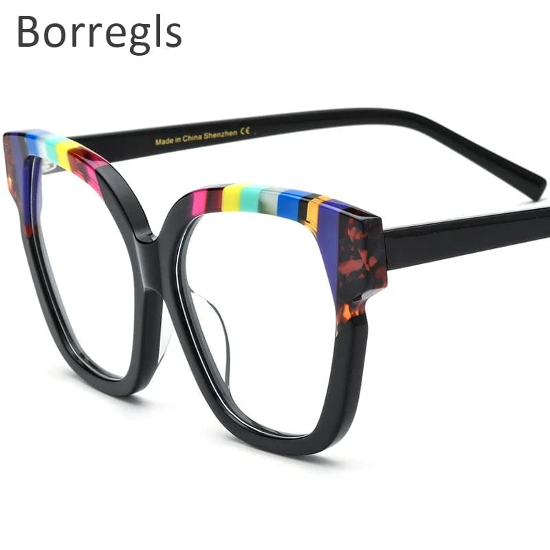 Borregls Acetate Cat Eye Glasses Frame 2024 New Trendy Eyeglasses Women Optical Prescription Spectacles Eyewear 19340