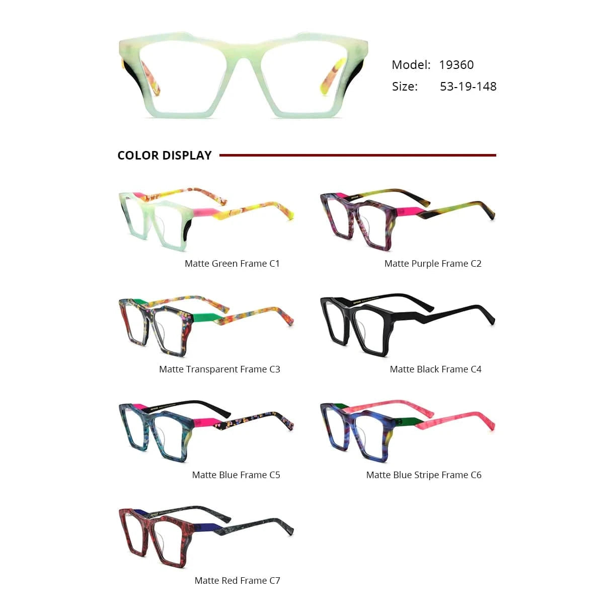 Borregls Acetate Cat Eye Glasses Frame 2024 New Trendy Eyeglasses Women Optical Prescription Spectacles Eyewear 19360