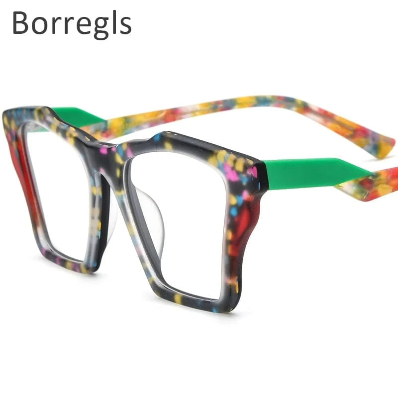 Borregls Acetate Cat Eye Glasses Frame 2024 New Trendy Eyeglasses Women Optical Prescription Spectacles Eyewear 19360