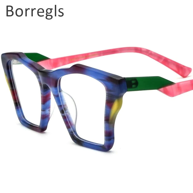 Borregls Acetate Cat Eye Glasses Frame 2024 New Trendy Eyeglasses Women Optical Prescription Spectacles Eyewear 19360