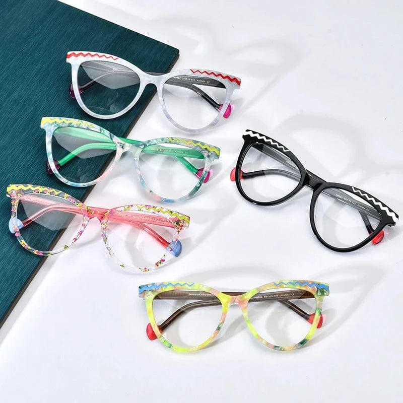 Borregls Acetate Cat Eye Glasses Frame 2024 New Trendy Eyeglasses Women Optical Prescription Spectacles Eyewear 19362