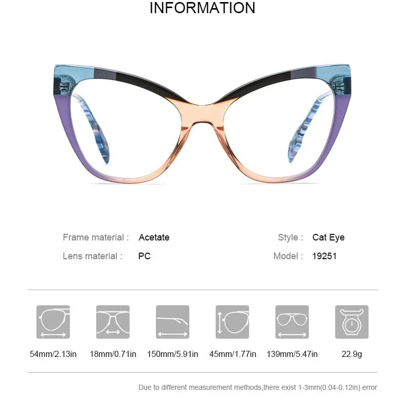 Borregls Acetate Cat Eye Glasses Frame Brand Designer Transparent Eyeglasses Frame Myopia Optical Eyewear 19251