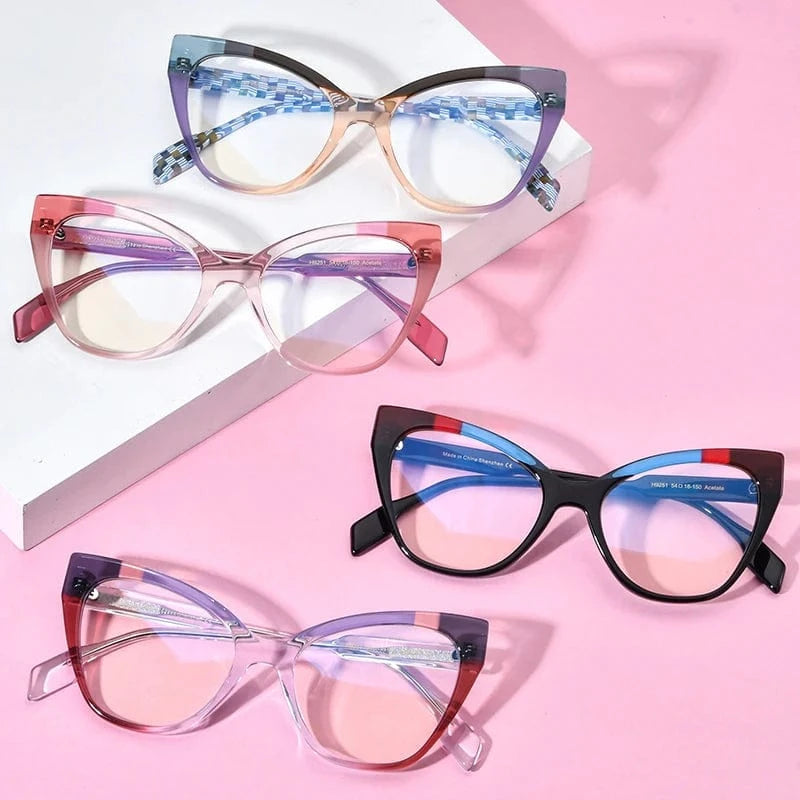 Borregls Acetate Cat Eye Glasses Frame Brand Designer Transparent Eyeglasses Frame Myopia Optical Eyewear 19251