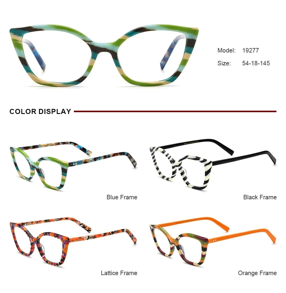 Borregls Acetate Cat Eye Glasses Frame Brand Designer Transparent Eyeglasses Frame Myopia Optical Eyewear 19277