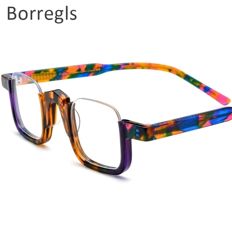 Borregls Acetate Square Glasses Frame 2024 New Trendy Eyeglasses Women Optical Prescription Spectacles Eyewear 19352