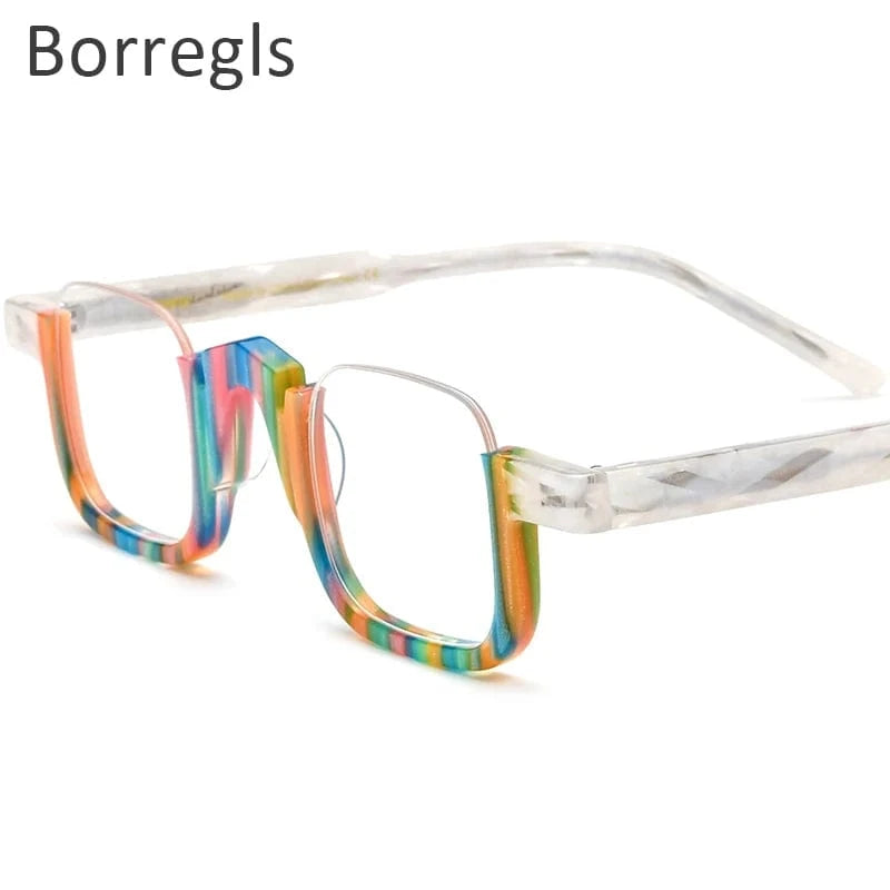 Borregls Acetate Square Glasses Frame 2024 New Trendy Eyeglasses Women Optical Prescription Spectacles Eyewear 19352