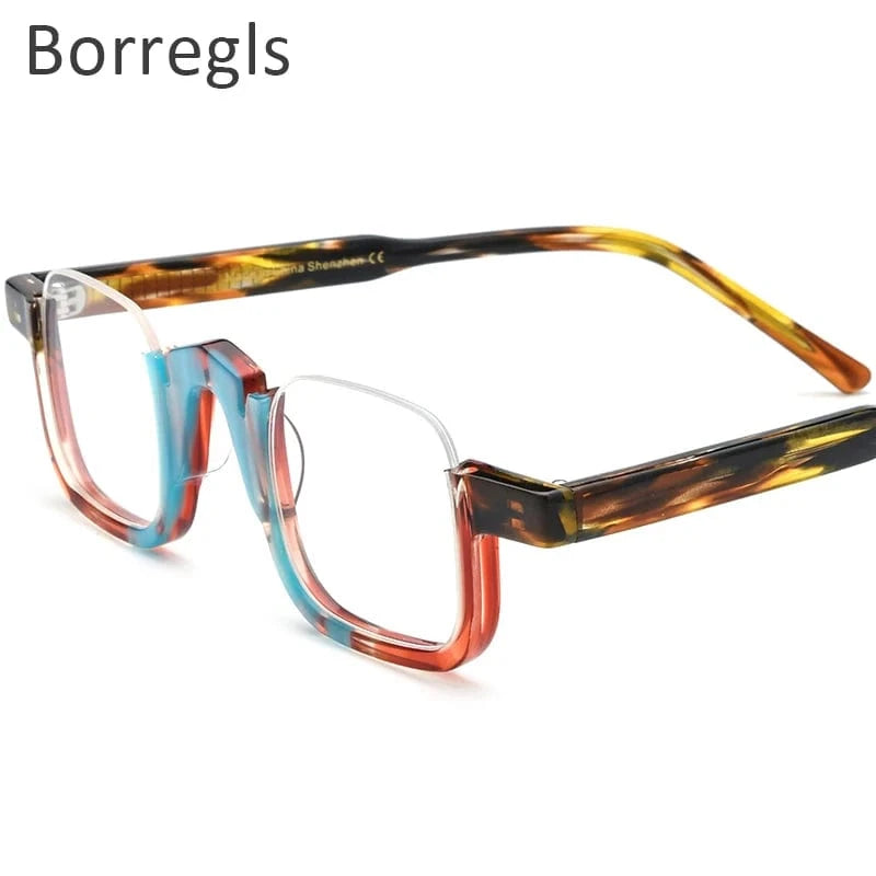 Borregls Acetate Square Glasses Frame 2024 New Trendy Eyeglasses Women Optical Prescription Spectacles Eyewear 19352