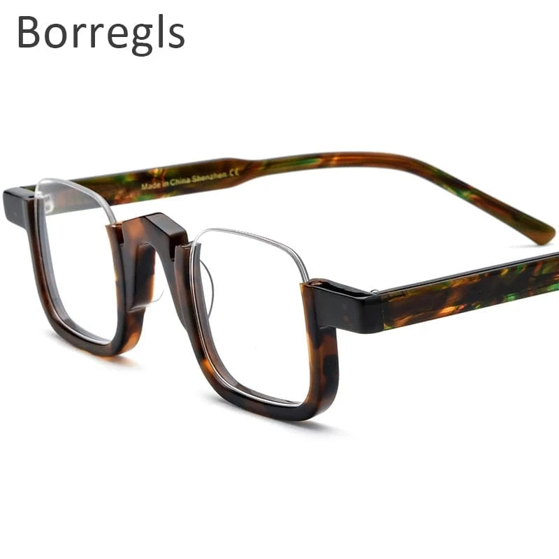 Borregls Acetate Square Glasses Frame 2024 New Trendy Eyeglasses Women Optical Prescription Spectacles Eyewear 19352