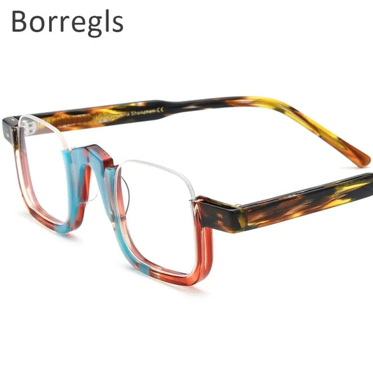Borregls Acetate Square Glasses Frame 2024 New Trendy Eyeglasses Women Optical Prescription Spectacles Eyewear 19352