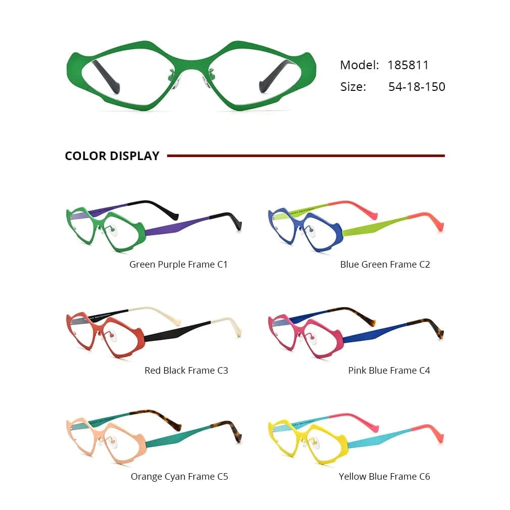 Borregls Colorful Pure Titanium Glasses Frame Women 2024 New Retro Cat Eye Optical Eyeglass Frames Men Spectacles Eyewear 185811