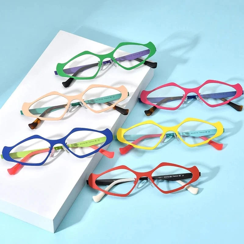 Borregls Colorful Pure Titanium Glasses Frame Women 2024 New Retro Cat Eye Optical Eyeglass Frames Men Spectacles Eyewear 185811