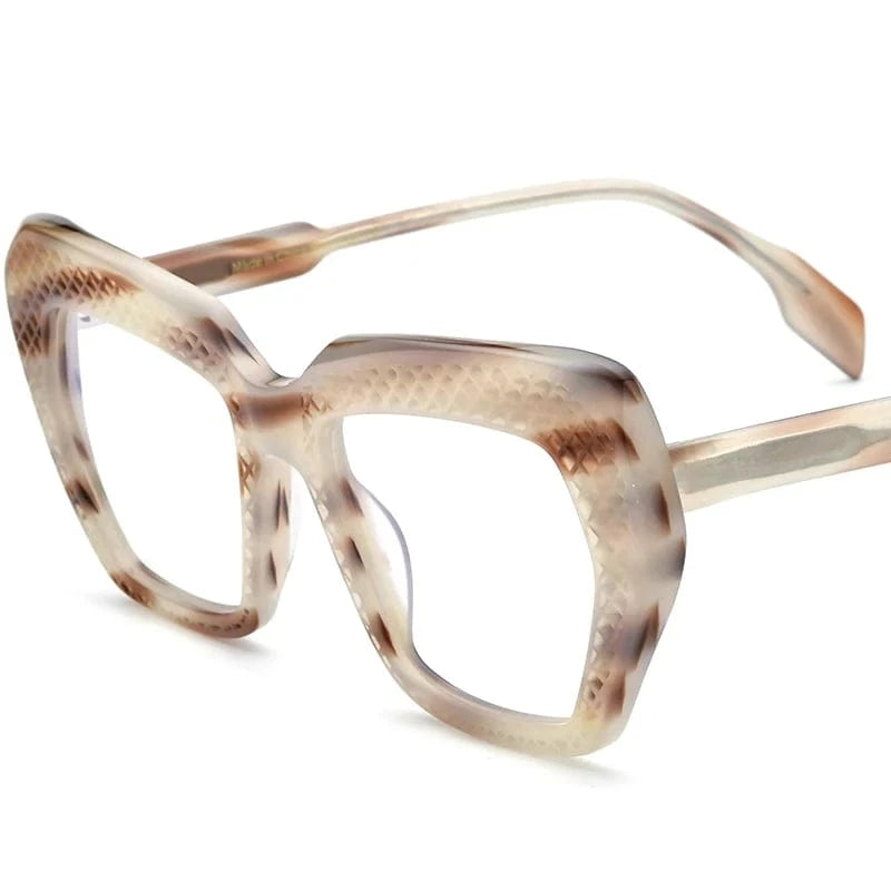 Borregls Hollow Acetate Glasses Frame Matte Vintage Cat Eye Eyeglasses Women Optical  Spectacles Eyewear 19264