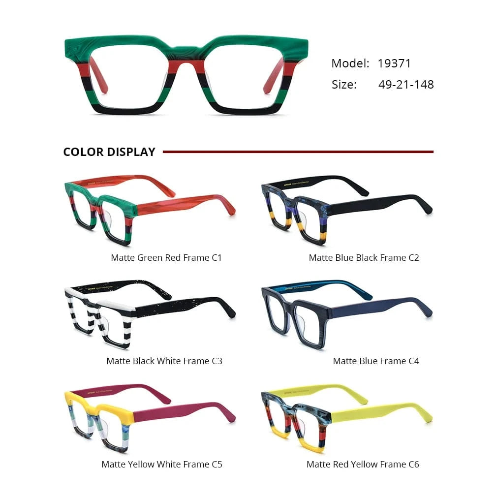 Borregls Multicolor Matte Acetate Glasses Frame Women 2024 Fashion Square Eyeglasses Optical Spectacles Man Retro Eyewear 19371